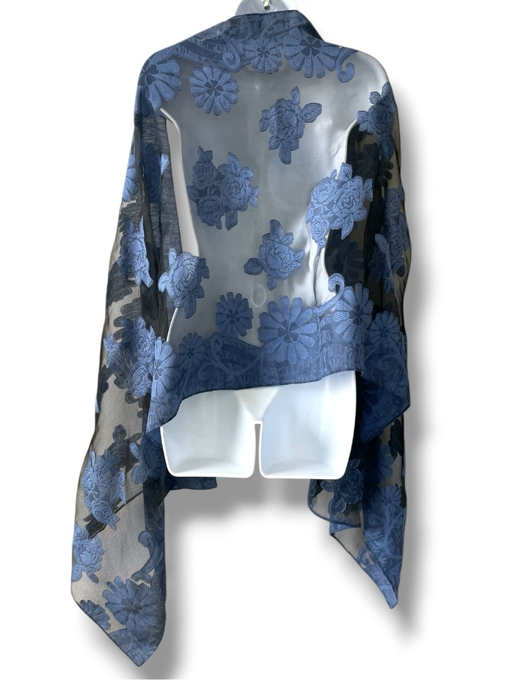Paradiso Floral Sheer Scarf Wrap Shawl Embroidered Mesh Festival Boho Scarf - Picture 3 of 7